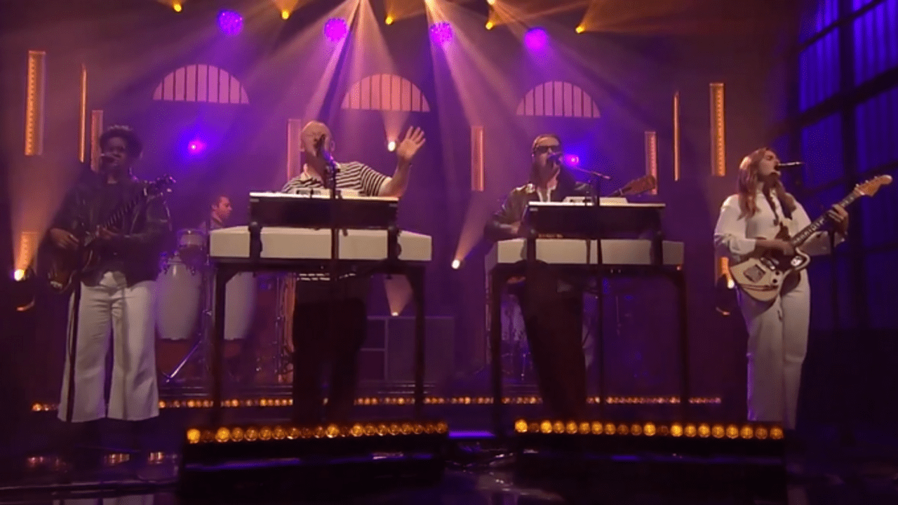 EDM ensemble Jungle playing live onstage