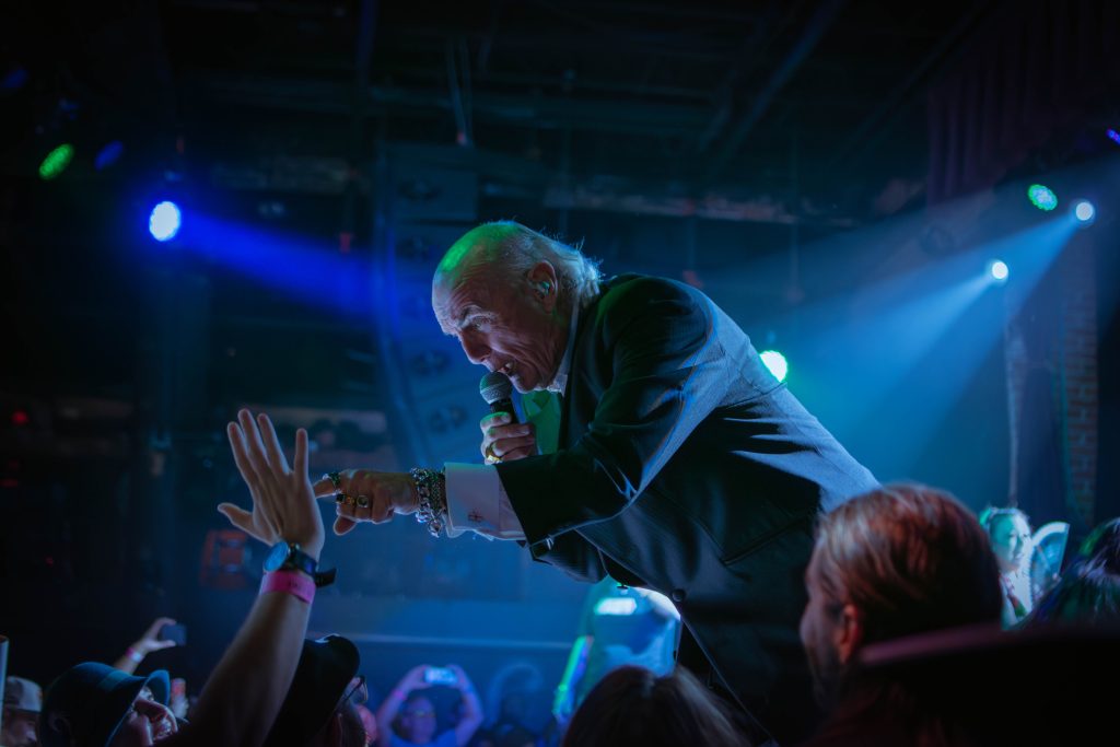 Bas of Pete & Bas raps the groups lyrics while getting close and personal with the crowd at the intimate venue.