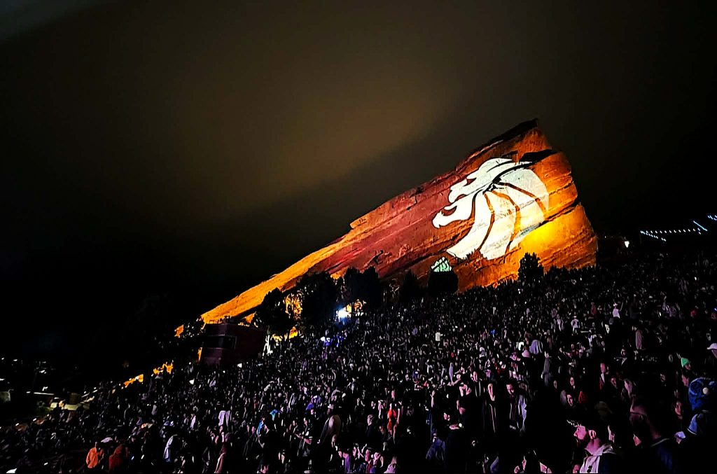 Overlooking the crowd and Red Rocks